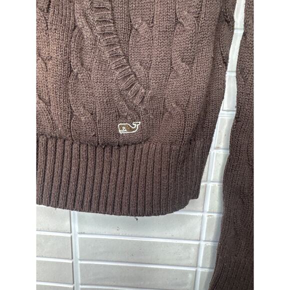 Vintage 100% Cotton Cableknit Full Zip Vineyard Vines Vintage Hooded Sweater - Picture 2 of 5